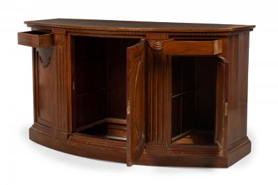 Dutch Mahogany Veneer Decoratively Carved Credenza Sideboard