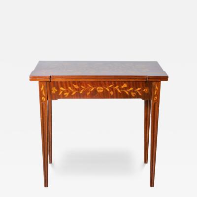 Dutch Marquetry Inlaid Game Table with Leather Interior Late 18th Century