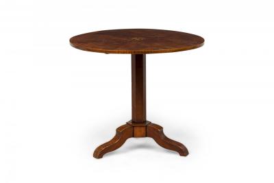 Dutch Marquetry Inlaid Mahogany Tilt Top Center Table