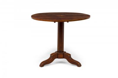 Dutch Marquetry Inlaid Mahogany Tilt Top Center Table