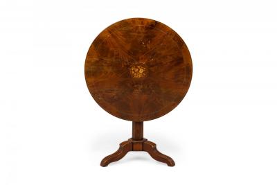 Dutch Marquetry Inlaid Mahogany Tilt Top Center Table