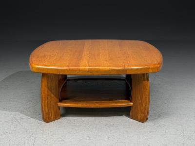 Dutch Modern Brutalist Coffee Table Oak Netherlands 1970s