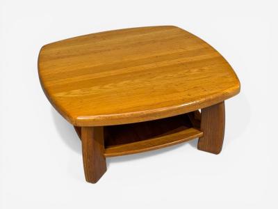 Dutch Modern Brutalist Coffee Table Oak Netherlands 1970s
