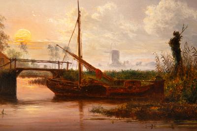 Dutch Moonlit River Landscape Painting by Jacobus Theodorus Abels 1803 66 