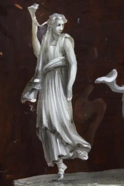 Dutch Neoclassic Giltwood and Reverse Painted Mirror