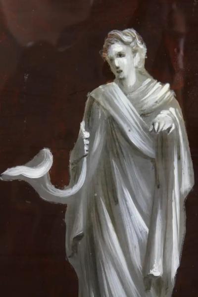 Dutch Neoclassic Giltwood and Reverse Painted Mirror