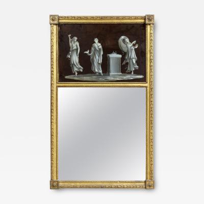 Dutch Neoclassic Giltwood and Reverse Painted Mirror