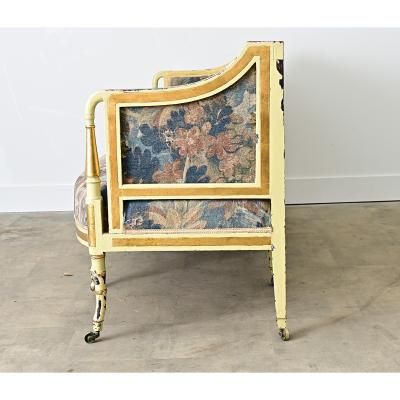 Dutch Painted Parcel Gilt Settee with New Upholstery