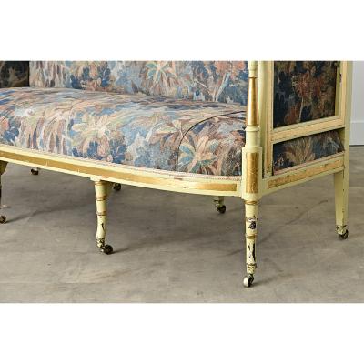 Dutch Painted Parcel Gilt Settee with New Upholstery