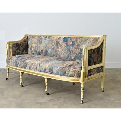 Dutch Painted Parcel Gilt Settee with New Upholstery
