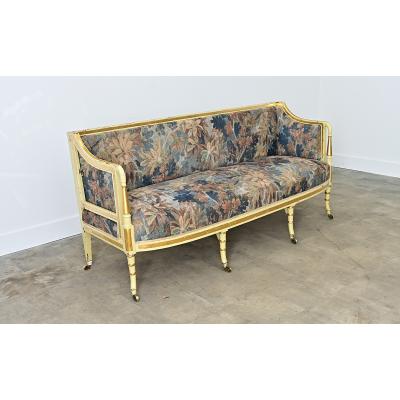 Dutch Painted Parcel Gilt Settee with New Upholstery
