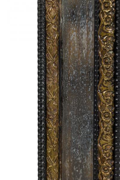 Dutch Repouse Glass and Brass Mirror