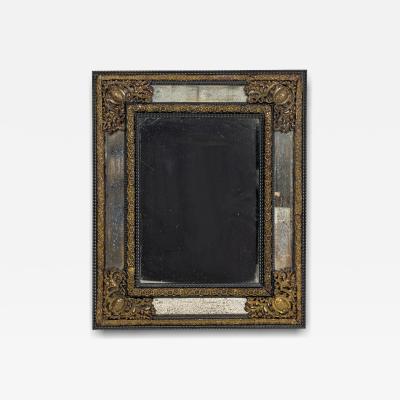 Dutch Repouse Glass and Brass Mirror