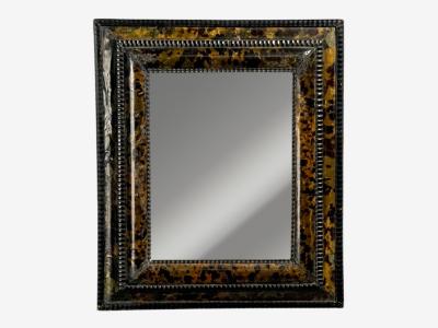 Dutch Ripple Frame Mirror or Picture Frame Tortoise Ebonized Wood 18th c 