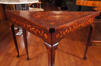 Dutch Rococo Style Mahogany and Fruitwood Marquetry Games Table