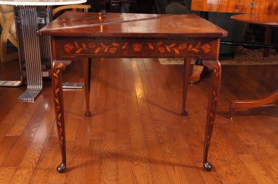 Dutch Rococo Style Mahogany and Fruitwood Marquetry Games Table