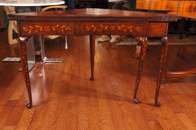 Dutch Rococo Style Mahogany and Fruitwood Marquetry Games Table