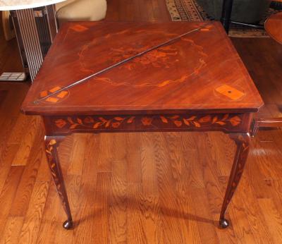 Dutch Rococo Style Mahogany and Fruitwood Marquetry Games Table