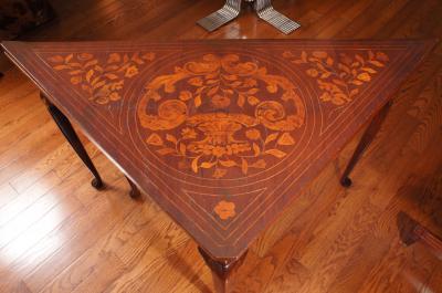 Dutch Rococo Style Mahogany and Fruitwood Marquetry Games Table