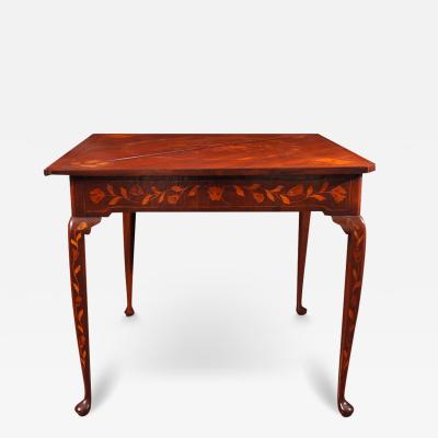 Dutch Rococo Style Mahogany and Fruitwood Marquetry Games Table