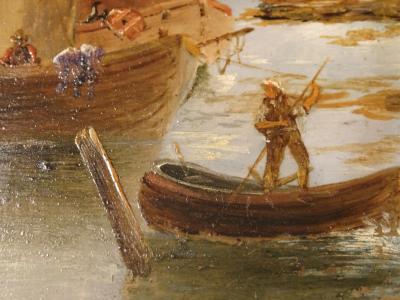 Dutch School Oil Painting Seascape Genre Scene