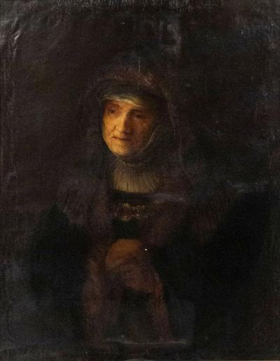 Dutch School Rembrandts Mother Portrait