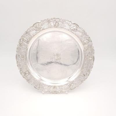 Dutch Silver Plated Serving Tray circa 1880 Two available