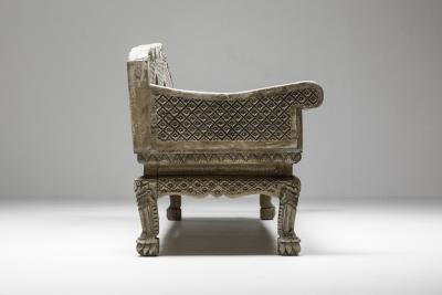 Dutch Wooden Art Nouveau Bench 1890s