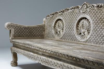 Dutch Wooden Art Nouveau Bench 1890s