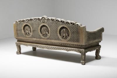 Dutch Wooden Art Nouveau Bench 1890s