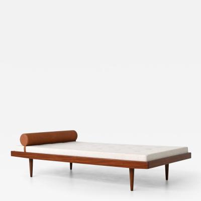 Dutch daybed with drawers in teak and wool The Netherlands 1960