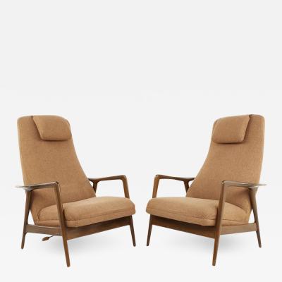 Dux Mid Century Reclining Lounge Chairs A Pair