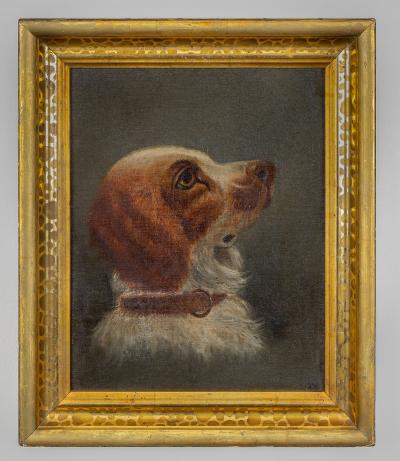 E A Plumer Oil on Canvas Painting of a Cavalier King Charles Spaniel