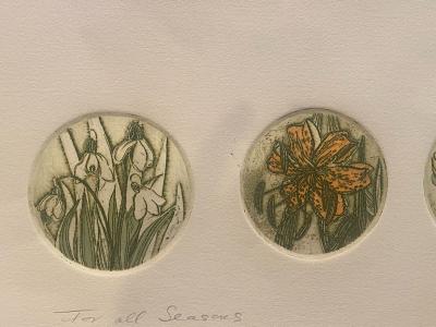 E Delson FOR ALL SEASONS COLOR EMBOSSED PRINT BY E DELSON