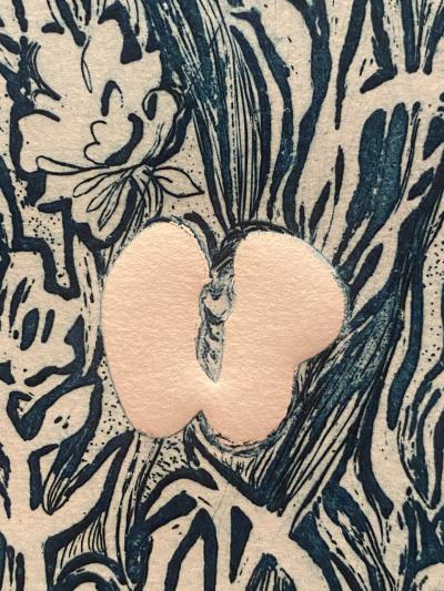 E Delson MILLEFLEURS ARTISTS PROOF COLOR EMBOSSED PRINT BY E DELSON