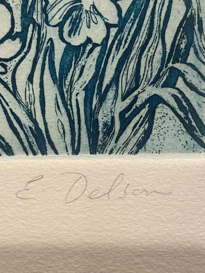 E Delson MILLEFLEURS ARTISTS PROOF COLOR EMBOSSED PRINT BY E DELSON