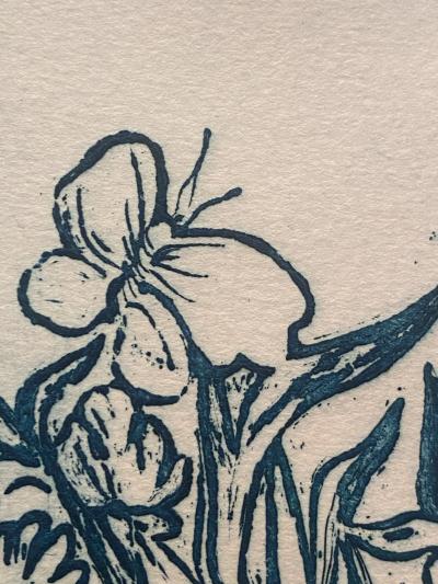 E Delson MILLEFLEURS ARTISTS PROOF COLOR EMBOSSED PRINT BY E DELSON