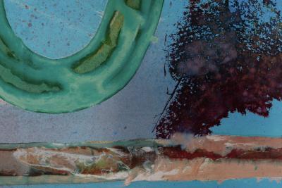 E Hennekens Artwork by E Hennekens Organic painting on steel panel 1970s