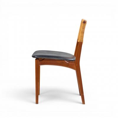 E Knudsen for Jensen Lykkegaard Model 47 Teak Cane Dining Chair Set of 4
