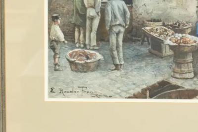 E Roesler Franz Watercolor Of A Roman Street Scene