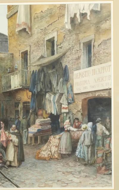 E Roesler Franz Watercolor Of A Roman Street Scene