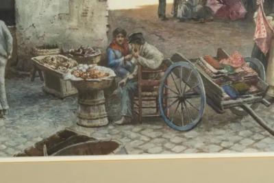 E Roesler Franz Watercolor Of A Roman Street Scene