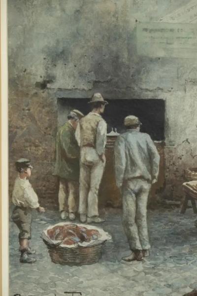E Roesler Franz Watercolor Of A Roman Street Scene