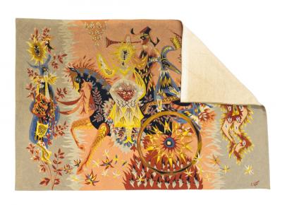 E Simon Extremely Fine French Mid Century Tapestry Signed E Simon Rug 4 4 x 6 5 