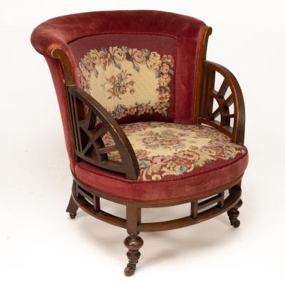 E W Godwin Attributed an Anglo Japanese Circular Armchair with Fan Shaped Arms