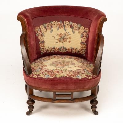 E W Godwin Attributed an Anglo Japanese Circular Armchair with Fan Shaped Arms