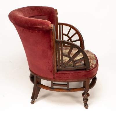 E W Godwin Attributed an Anglo Japanese Circular Armchair with Fan Shaped Arms