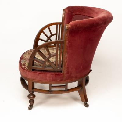E W Godwin Attributed an Anglo Japanese Circular Armchair with Fan Shaped Arms