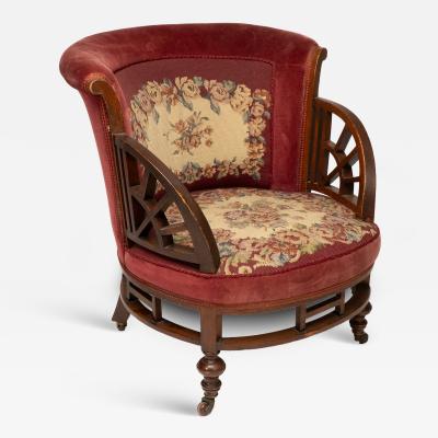 E W Godwin Attributed an Anglo Japanese Circular Armchair with Fan Shaped Arms