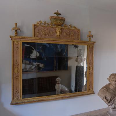 EARLY 19TH CENTURY CARVED WOOD OVERMANTEL MIRROR ITALY